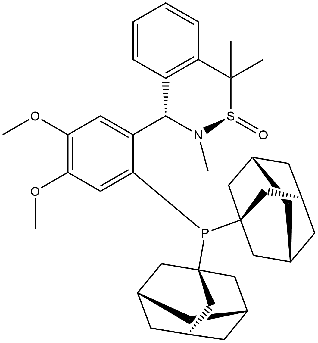 [S(R)]-N-[(S)-[2-(二金刚烷基膦)-4,5-二甲氧基苯基](4-苯基)甲基]-N-甲基-2-叔丁基亚磺酰胺,,结构式
