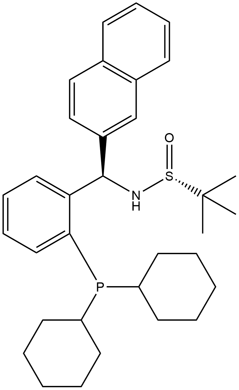 [S(R)]-N-[(R)-[2-(Dicyclohexylphosphino)phenyl]-2-naphthalenylmethyl]-2-dimethyl-2-propanesulfinamide Struktur