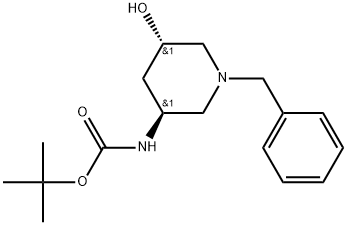 (3S,5S)-(1-苄基-5-羟基-哌啶-3-基)-氨基甲酸叔丁酯 结构式