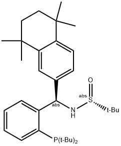 [S(R)]-N-[(R)-[2-(二叔丁基膦)苯基](5,6,7,8-四氢-5,5,8,8-四甲基-2-萘基)甲基]-2-叔丁基亚磺酰胺, , 结构式