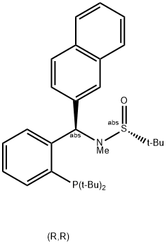 [S(R)]-N-[(R)-[2-(二叔丁基膦)苯基]-2-萘基甲基]-N-甲基-2-叔丁基亚磺酰胺 结构式