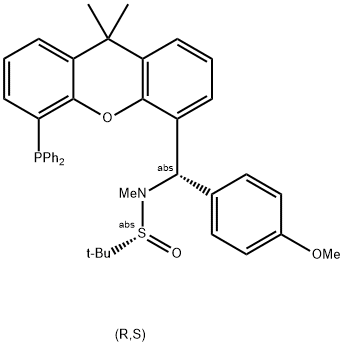 [S(R)]-N-[(S)-(4-Methoxyphenyl)[5-(diphenylphosphino)-9,9-dimethyl-9H-xanthen-4-yl]methyl]-N,2-dimethyl-2-propanesulfinamide Structure