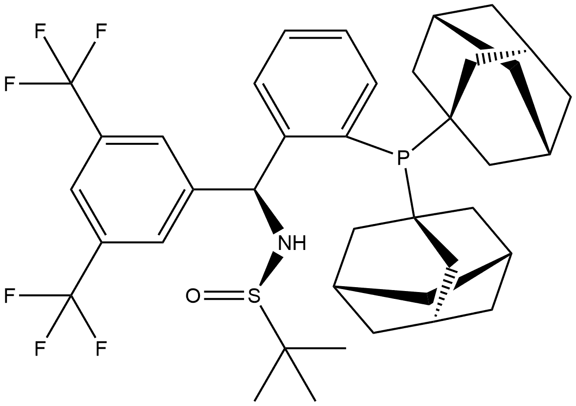 [S(R)]-N-[(S)-(3,5-二(三氟甲基)苯基)[2-(二金刚烷基膦)苯基]甲基]-2-叔丁基亚磺酰胺, , 结构式
