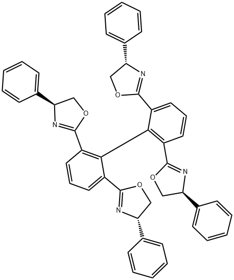 (4S,4'S,4''S,4'''S)-2,2',2'',2'''-[1,1'-biphenyl]-2,2',6,6'-tetrayltetrakis[4,5-dihydro-4-phenyloxazole Struktur