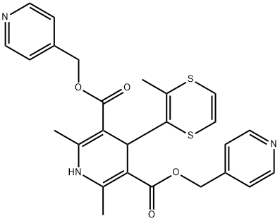 3,5-Pyridinedicarboxylic acid, 1,4-dihydro-2,6-dimethyl-4-(3-methyl-1,4-dithiin-2-yl)-, 3,5-bis(4-pyridinylmethyl) ester Structure