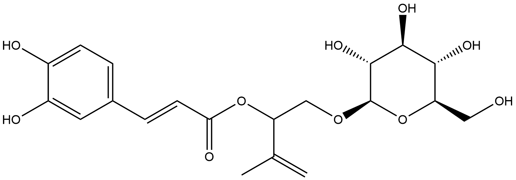 β-D-Glucopyranoside, 2-[[(2E)-3-(3,4-dihydroxyphenyl)-1-oxo-2-propen-1-yl]oxy]-3-methyl-3-buten-1-yl 结构式
