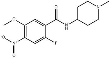 2-FLUORO-5-METHOXY-N-(1-METHYLPIPERIDIN-4-YL)-4-NITROBENZAMIDE, 1001345-79-4, 结构式