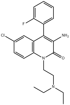 2(1H)-Quinolinone, 3-amino-6-chloro-1-[2-(diethylamino)ethyl]-4-(2-fluorophenyl)- 结构式