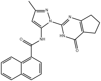 1-Naphthalenecarboxamide, N-[3-methyl-1-(4,5,6,7-tetrahydro-4-oxo-3H-cyclopentapyrimidin-2-yl)-1H-pyrazol-5-yl]- 结构式