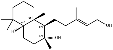 2-Naphthalenol, decahydro-1-[(3E)-5-hydroxy-3-methyl-3-penten-1-yl]-2,5,5,8a-tetramethyl-, (1R,2R,4aS,8aS)-rel- Structure