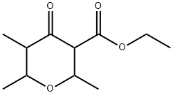 2H-Pyran-3-carboxylic acid, tetrahydro-2,5,6-trimethyl-4-oxo-, ethyl ester Struktur