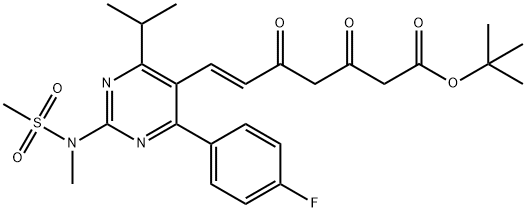 6-Heptenoic acid, 7-[4-(4-fluorophenyl)-6-(1-methylethyl)-2-[methyl(methylsulfonyl)amino]-5-pyrimidinyl]-3,5-dioxo-, 1,1-dimethylethyl ester, (6E)- Struktur