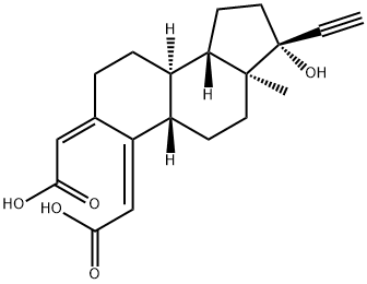 Acetic acid, 2-[(3R,3aS,5aS,6Z,9aR,9bS)-6-(carboxymethylene)-3-ethynyldodecahydro-3-hydroxy-3a-methyl-7H-benz[e]inden-7-ylidene]-, (2Z)- 化学構造式
