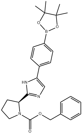 1-Pyrrolidinecarboxylic acid, 2-[5-[4-(4,4,5,5-tetramethyl-1,3,2-dioxaborolan-2-yl)phenyl]-1H-imidazol-2-yl]-, phenylmethyl ester, (2S)-