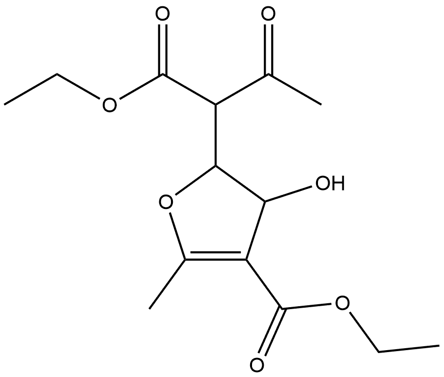 2-Furanacetic acid, α-acetyl-4-(ethoxycarbonyl)-2,3-dihydro-3-hydroxy-5-methyl-, ethyl ester (9CI) Structure