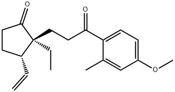 Cyclopentanone, 3-ethenyl-2-ethyl-2-[3-(4-methoxy-2-methylphenyl)-3-oxopropyl]-, (2S-trans)- (9CI) Struktur