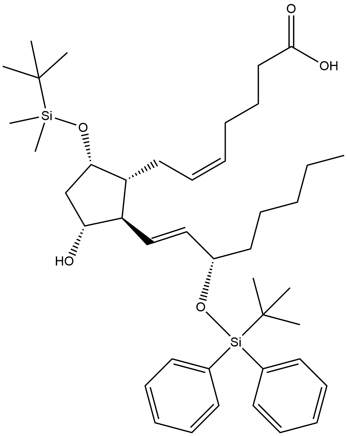 Prosta-5,13-dien-1-oic acid, 9-[[(1,1-dimethylethyl)dimethylsilyl]oxy]-15-[[(1,1-dimethylethyl)diphenylsilyl]oxy]-11-hydroxy-, (5Z,9α,11α,13E,15S)- (9CI) Structure