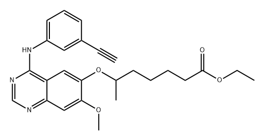 Heptanoic acid, 6-[[4-[(3-ethynylphenyl)amino]-7-methoxy-6-quinazolinyl]oxy]-, ethyl ester