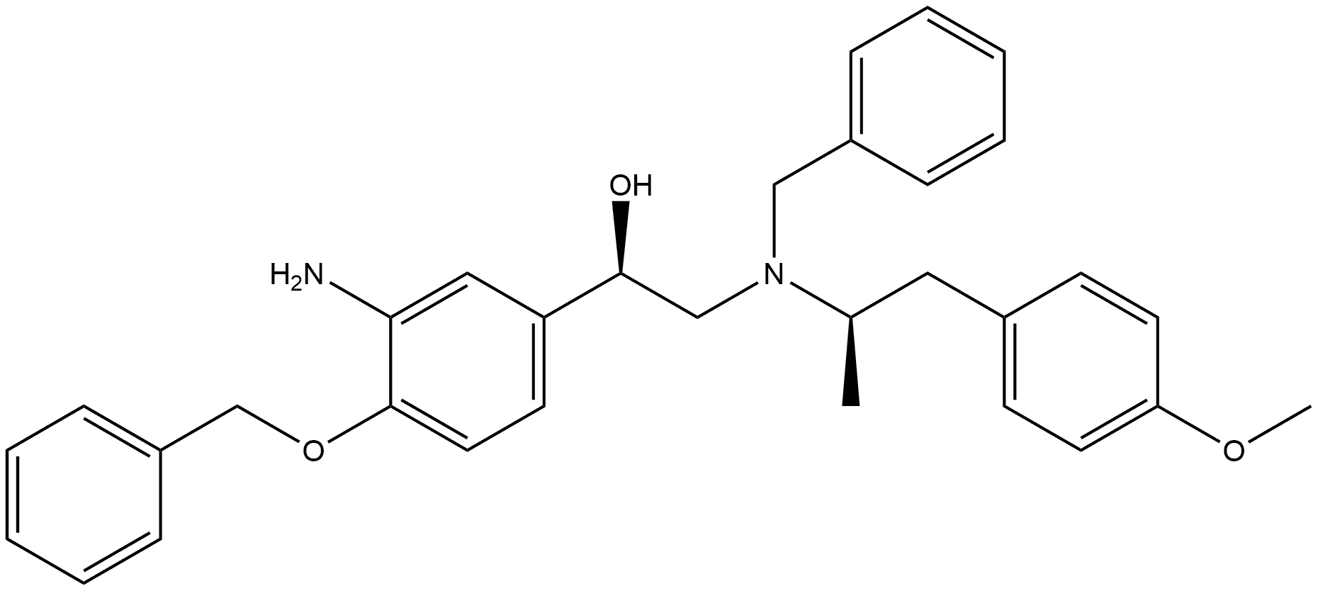 Benzenemethanol, 3-amino-α-[[[(1R)-2-(4-methoxyphenyl)-1-methylethyl](phenylmethyl)amino]methyl]-4-(phenylmethoxy)-, (αR)-rel- Structure