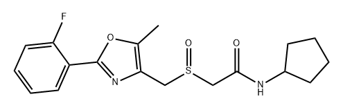 Acetamide, N-cyclopentyl-2-[[[2-(2-fluorophenyl)-5-methyl-4-oxazolyl]methyl]sulfinyl]- Structure
