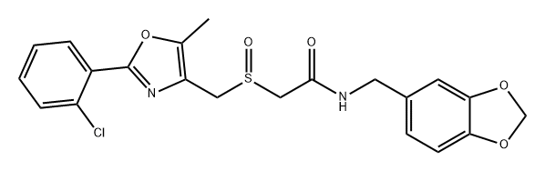 Acetamide, N-(1,3-benzodioxol-5-ylmethyl)-2-[[[2-(2-chlorophenyl)-5-methyl-4-oxazolyl]methyl]sulfinyl]- Structure