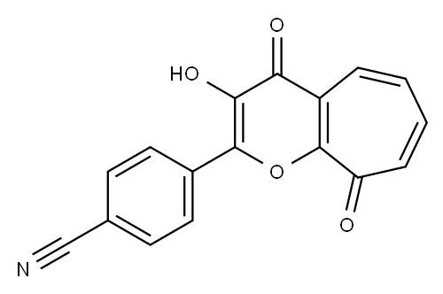 3-羟基-2-(4-腈基苯基)环庚三烯并[B]吡喃-4,9-二酮,1019659-19-8,结构式