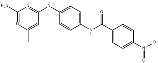 Benzamide, N-[4-[(2-amino-6-methyl-4-pyrimidinyl)amino]phenyl]-4-nitro- Struktur