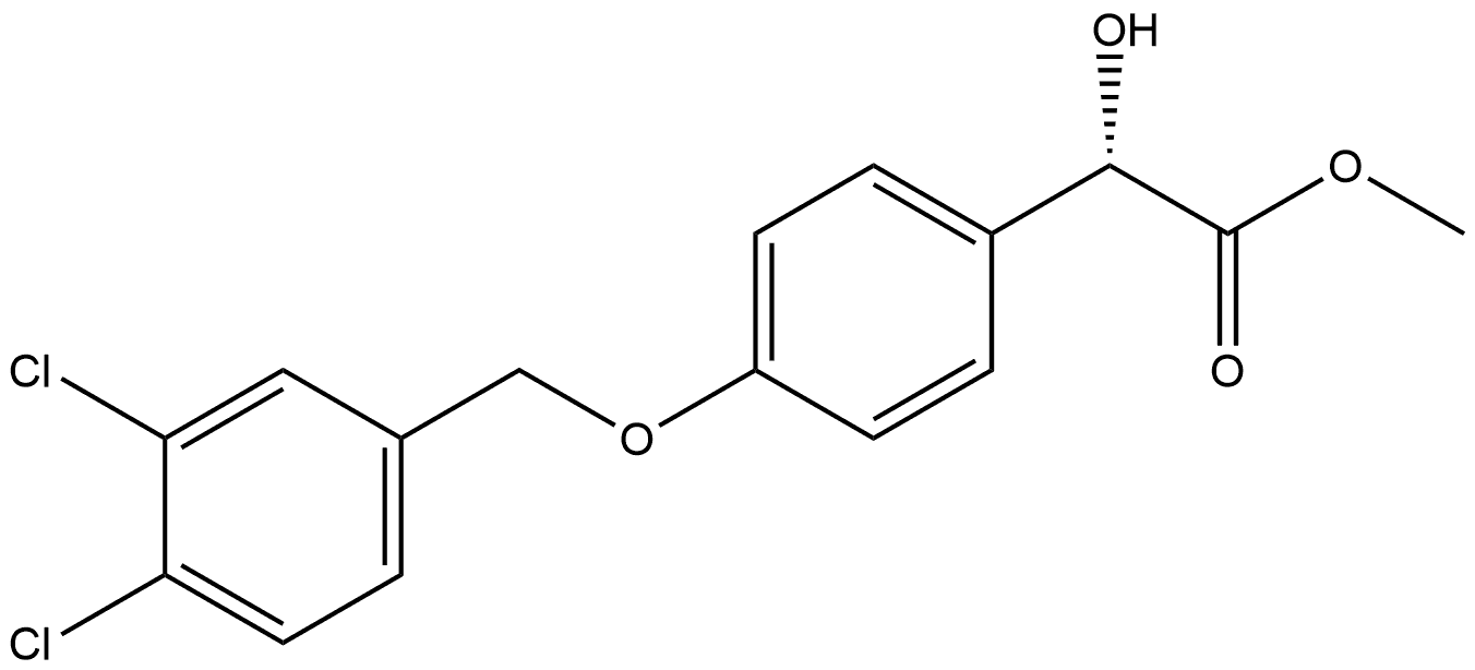 (S)-2-[4-[(3,4-二氯苄基)氧基]苯基]-2-羟基乙酸甲酯,1020169-24-7,结构式