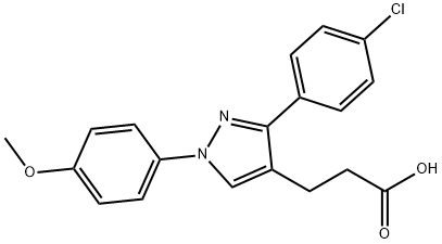 JR-6885, 3-(3-(4-Chlorophenyl)-1-(4-methoxyphenyl)-1H-pyrazol-4-yl)propanoic acid, 97% Struktur