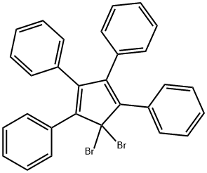 Benzene, 1,1',1'',1'''-(5,5-dibromo-1,3-cyclopentadiene-1,2,3,4-tetrayl)tetrakis- 化学構造式