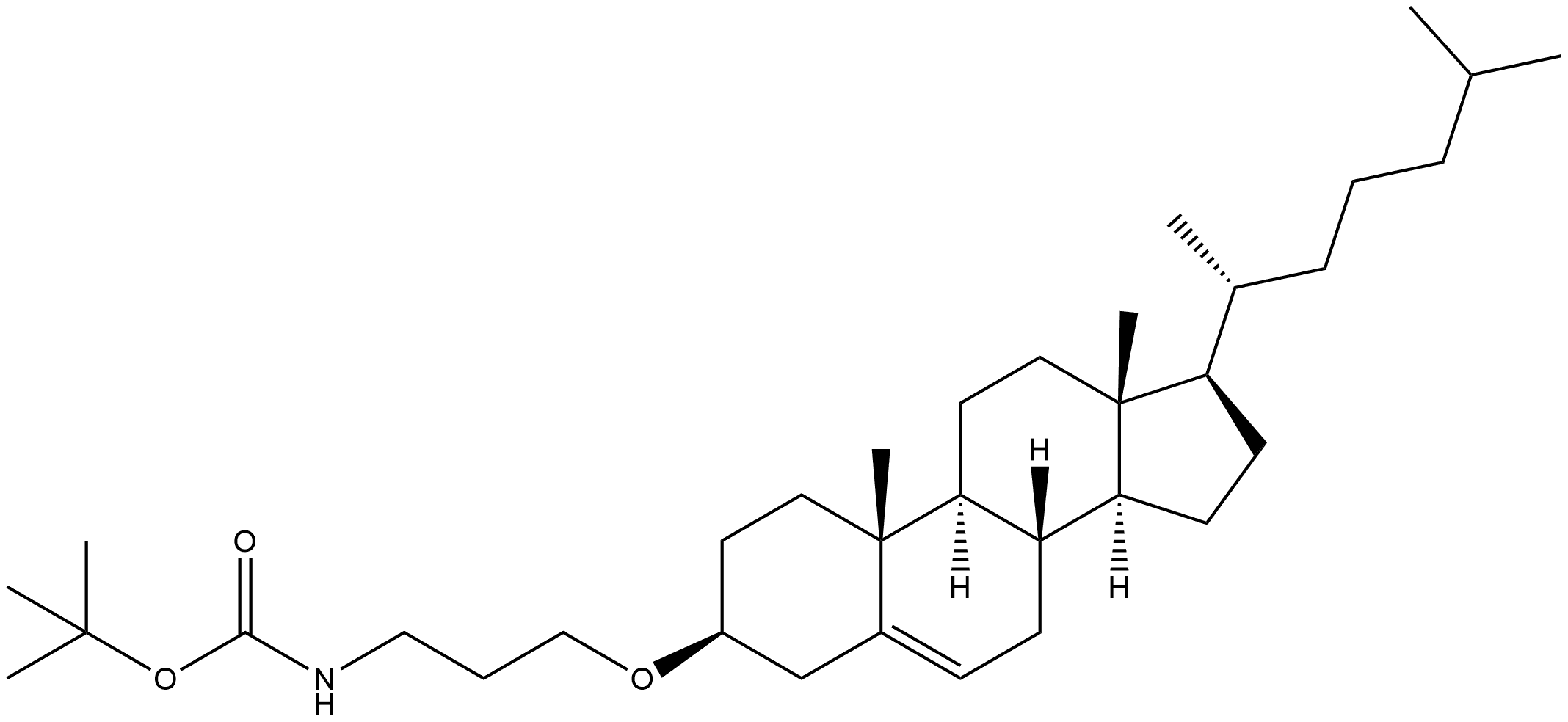 Carbamic acid, N-[3-[(3β)-cholest-5-en-3-yloxy]propyl]-, 1,1-dimethylethyl ester Struktur