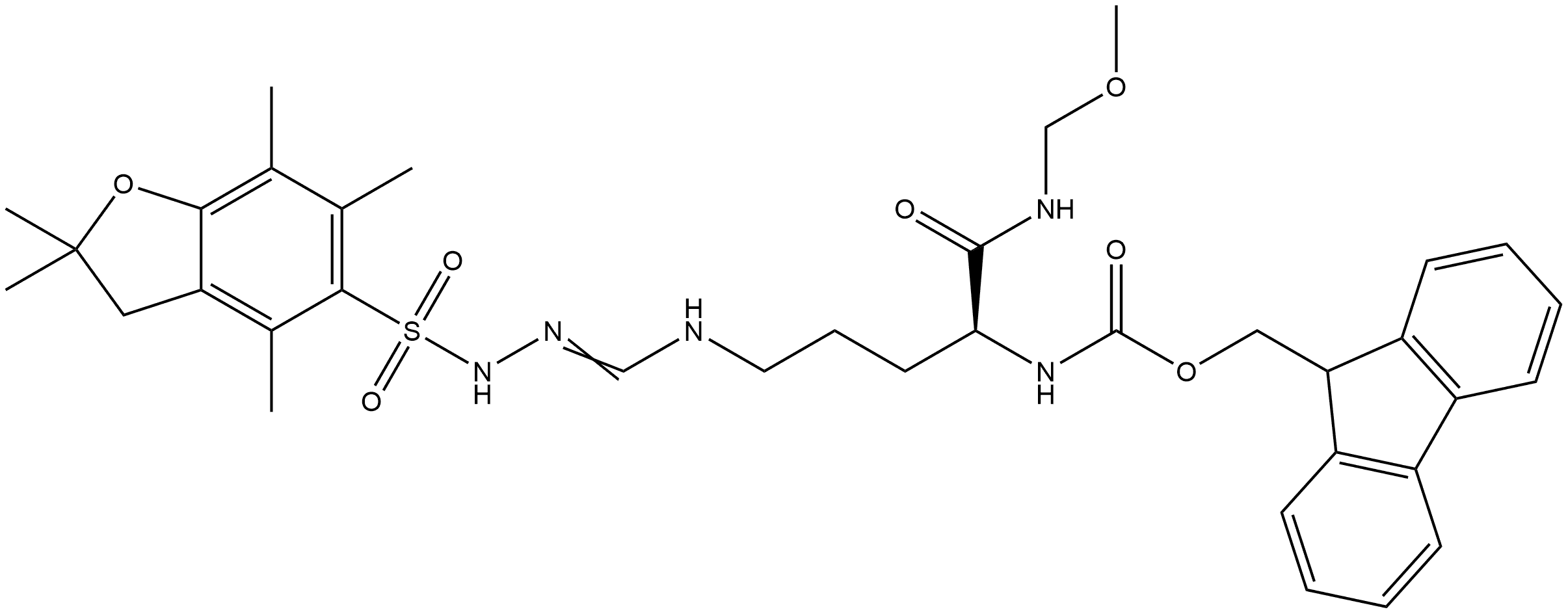 1026023-53-9 Carbamic acid, N-[(1S)-4-[[[[(2,3-dihydro-2,2,4,6,7-pentamethyl-5-benzofuranyl)sulfonyl]amino]iminomethyl]amino]-1-[(methoxymethylamino)carbonyl]butyl]-, 9H-fluoren-9-ylmethyl ester