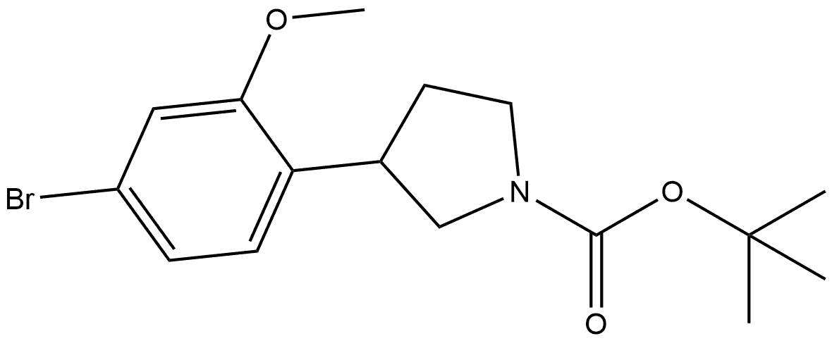 1-BOC-3-(4-溴-2-甲氧基苯基)吡咯烷, 1026089-97-3, 结构式