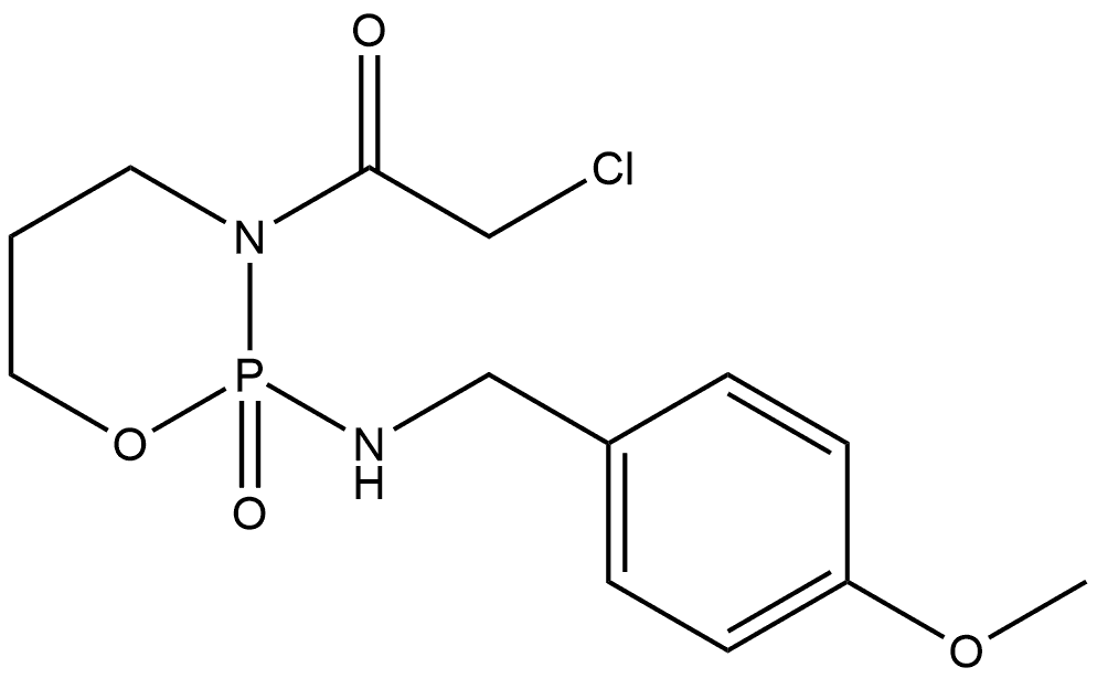 Ethanone, 2-chloro-1-[dihydro-2-[[(4-methoxyphenyl)methyl]amino]-2-oxido-2H-1,3,2-oxazaphosphorin-3(4H)-yl]- Structure