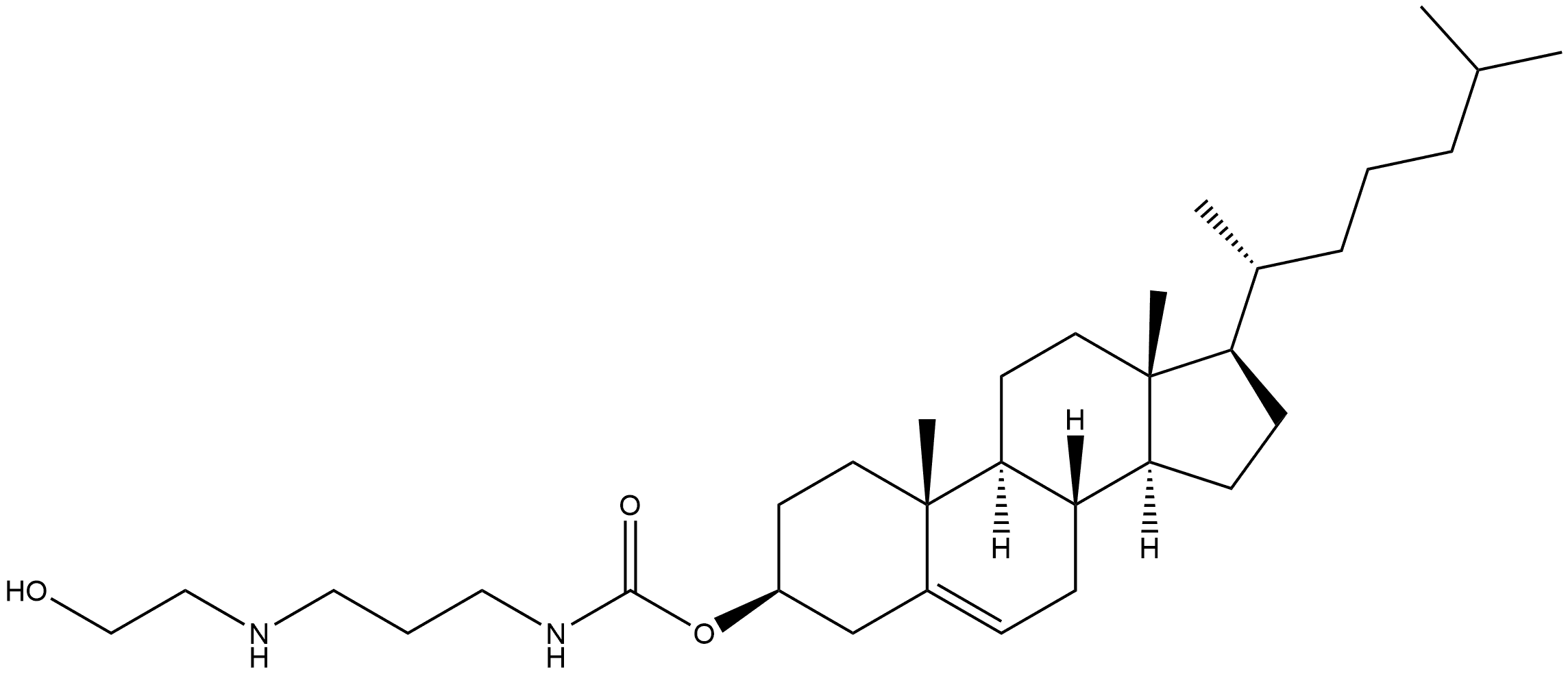 Cholest-5-en-3-ol (3β)-, 3-[N-[3-[(2-hydroxyethyl)amino]propyl]carbamate] Structure