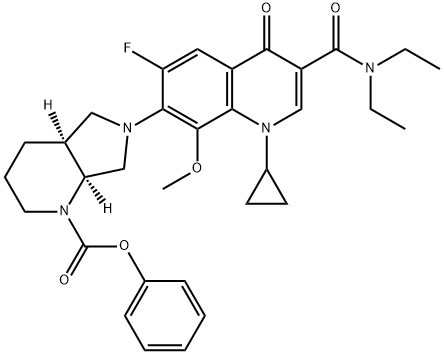 1H-Pyrrolo[3,4-b]pyridine-1-carboxylic acid, 6-[1-cyclopropyl-3-[(diethylamino)carbonyl]-6-fluoro-1,4-dihydro-8-methoxy-4-oxo-7-quinolinyl]octahydro-, phenyl ester, (4aS,7aS)-
