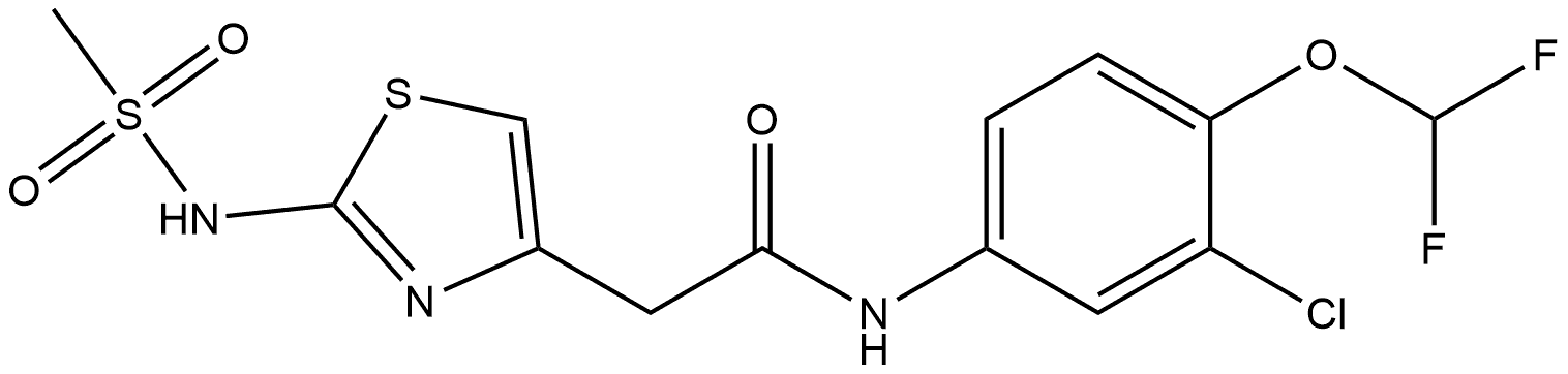 N-(3-Chloro-4-(difluoromethoxy)phenyl)-2-(2-(methylsulfonamido)thiazol-4-yl)acetamide Struktur
