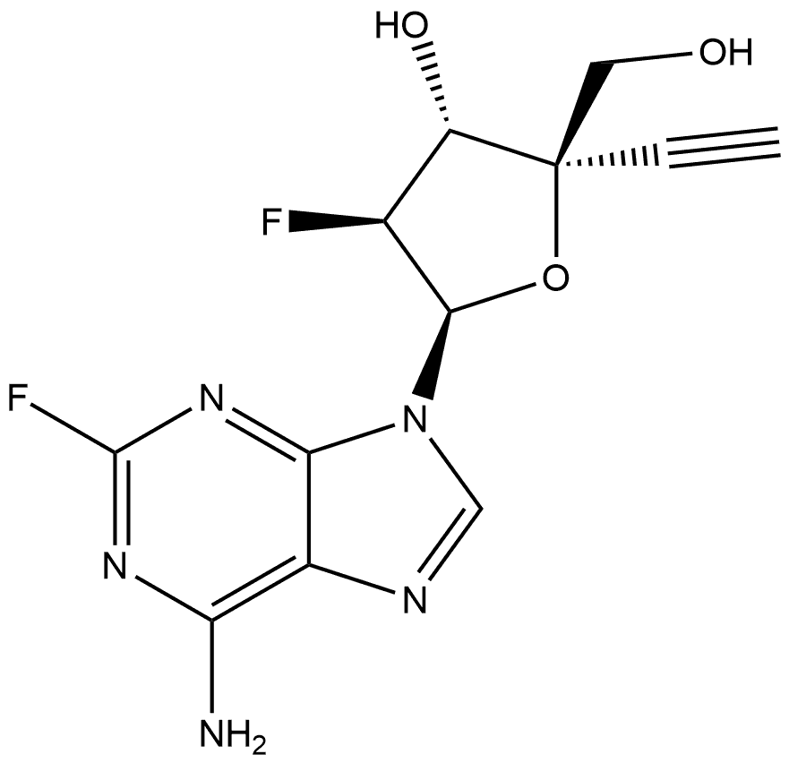 9H-Purin-6-amine, 9-(2-deoxy-4-C-ethynyl-2-fluoro-β-D-arabinofuranosyl)-2-fluoro- 结构式