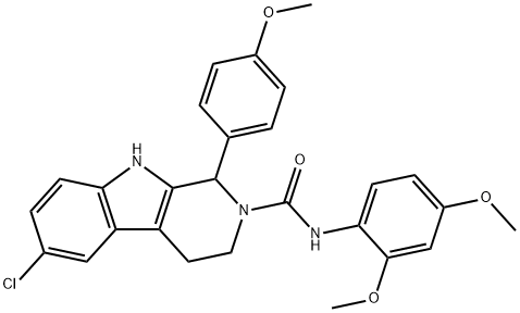 2H-Pyrido[3,4-b]indole-2-carboxamide, 6-chloro-N-(2,4-dimethoxyphenyl)-1,3,4,9-tetrahydro-1-(4-methoxyphenyl)- 结构式