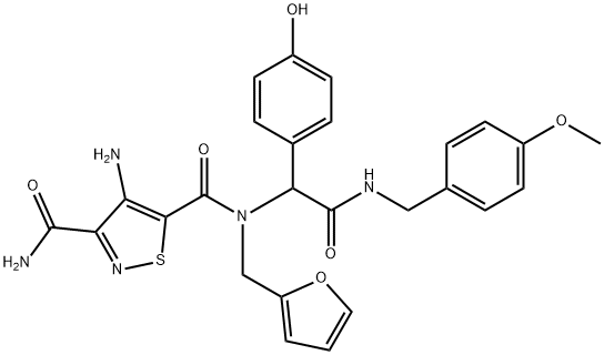 3,5-Isothiazoledicarboxamide, 4-amino-N5-(2-furanylmethyl)-N5-[1-(4-hydroxyphenyl)-2-[[(4-methoxyphenyl)methyl]amino]-2-oxoethyl]- Structure