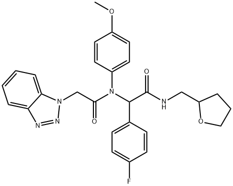 1H-Benzotriazole-1-acetamide, N-[1-(4-fluorophenyl)-2-oxo-2-[[(tetrahydro-2-furanyl)methyl]amino]ethyl]-N-(4-methoxyphenyl)- Structure