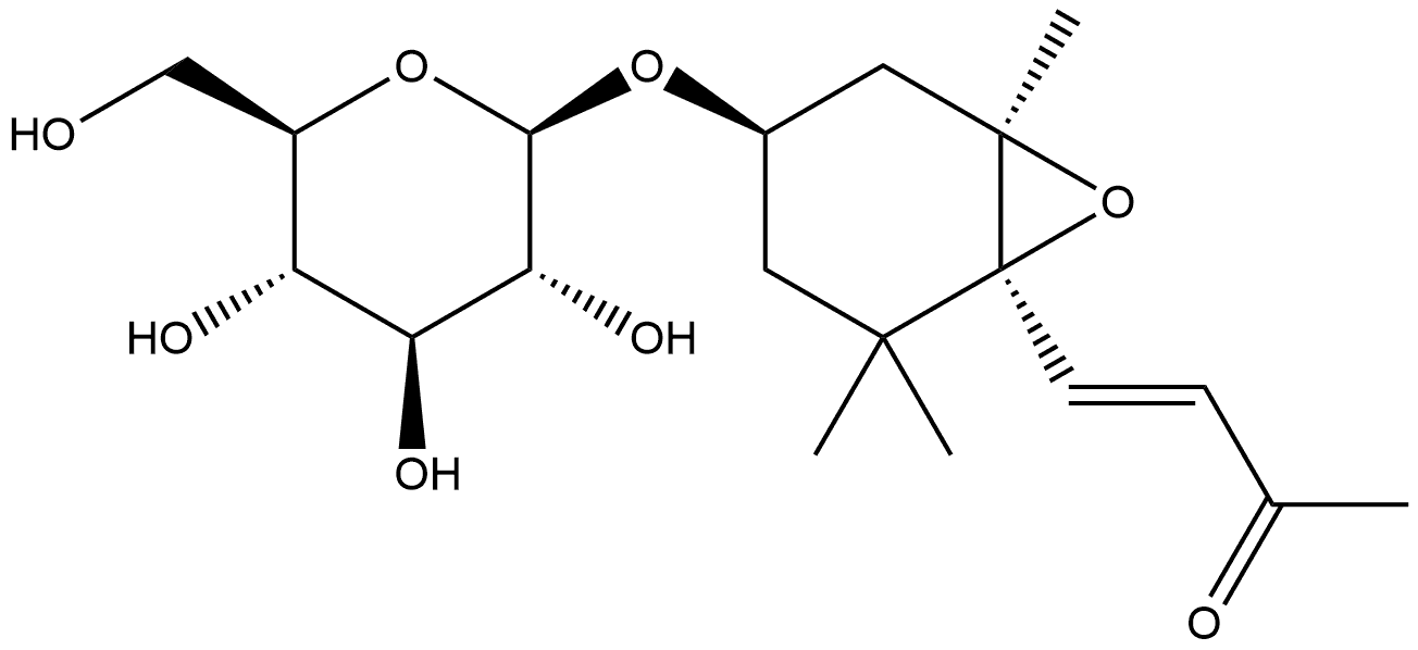 (3R,5R,6S,7E)-megastigman-7-en-5,6-epoxy-3-ol-9-one 3-O-β-D-glucopyranoside Struktur
