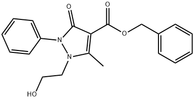 1H-Pyrazole-4-carboxylic acid, 2,3-dihydro-1-(2-hydroxyethyl)-5-methyl-3-oxo-2-phenyl-, phenylmethyl ester Struktur
