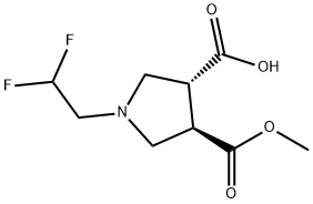 3,4-Pyrrolidinedicarboxylic acid, 1-(2,2-difluoroethyl)-, 3-methyl ester, (3R,4R)-,1036375-06-0,结构式