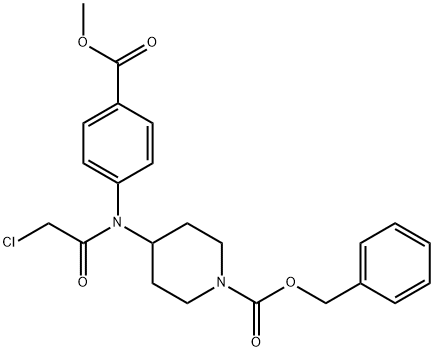 1-哌啶羧酸, 4-[(2-氯乙酰基)[4-(甲酯基)苯基]氨基]-, 苯基甲基酯 结构式