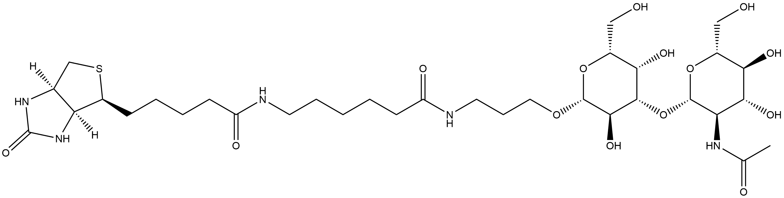 (3aS,4S,6aR)-N-[6-[[3-[[3-O-[2-(Acetylamino)-2-deoxy-β-D-glucopyranosyl]-β-D-galactopyranosyl]oxy]propyl]amino]-6-oxohexyl]hexahydro-2-oxo-1H-thieno[3,4-d]imidazole-4-pentanamide Structure