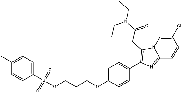 2-(6-CHLORO-2-(4-(3-TOSYLOXYPROPOXY)PHENYL)IMIDAZO[1,2-Α]PYRIDINE-3-YL)-N,NDIETHYLACETAMIDE, 1040086-38-1, 结构式