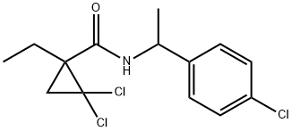 Cyclopropanecarboxamide, 2,2-dichloro-N-[1-(4-chlorophenyl)ethyl]-1-ethyl- Struktur