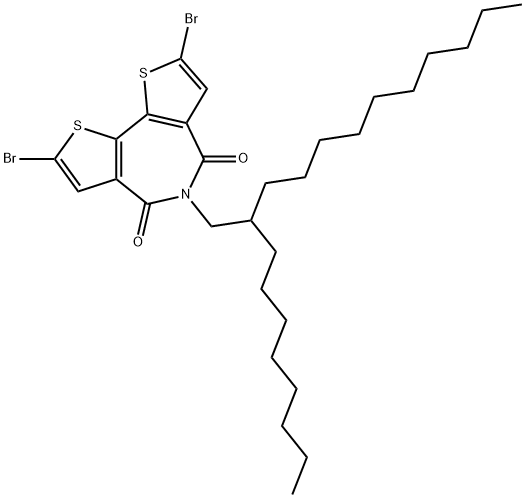 2,8-二溴-5-(2-辛基十二烷基)-4H-二噻吩并[3,2-C:2′,3′-E]氮杂-4,6(5H)-二酮, 1043023-60-4, 结构式