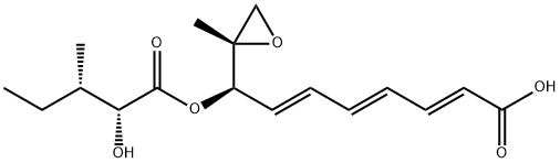 2,4,6-Octatrienoic acid, 8-[[(2R,3S)-2-hydroxy-3-methyl-1-oxopentyl]oxy]-8-[(2S)-2-methyloxiranyl]-, (2E,4E,6E,8R)- (9CI) Structure